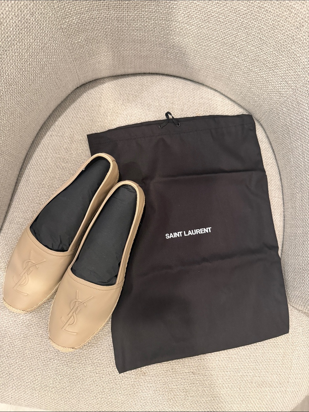 Saint Laurent Rose Poudre Leather Espadrille Loafers with Embossed YSL - Picture 8 of 8